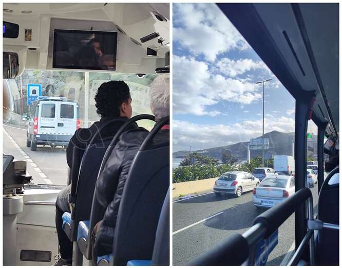 Vehículo de la Guardia Civil en las proximidades del túnel Adolfo Cañas/TA.